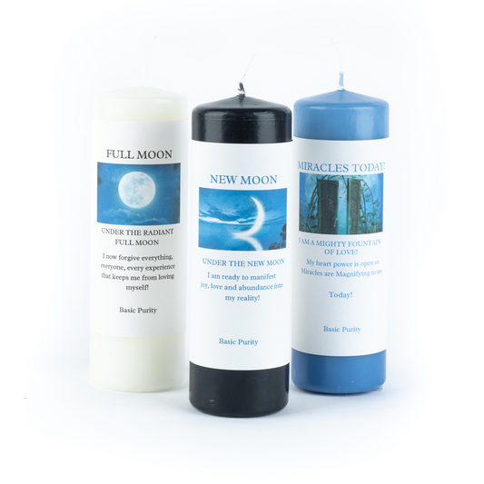 full moon, new moon, and miracle candle set