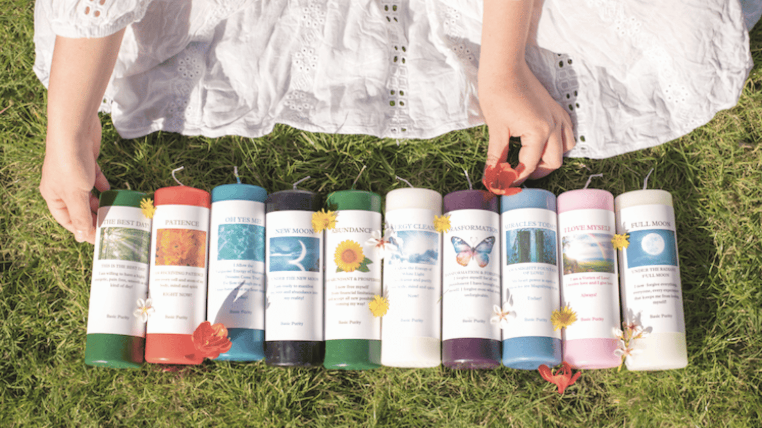 Mary Armendarez's meditation candle collection.