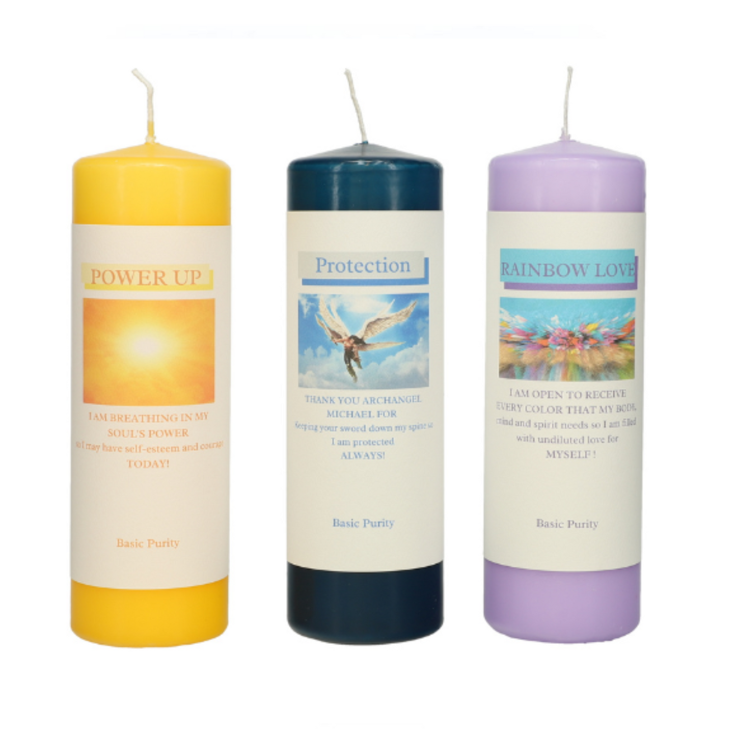 Archangel Micheal, Strength and Rainbow Love Meditation Candles Set by Mary Armendarez