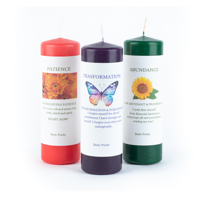 Transformation, abundance, and patience meditation candle set by Mary Armendarez