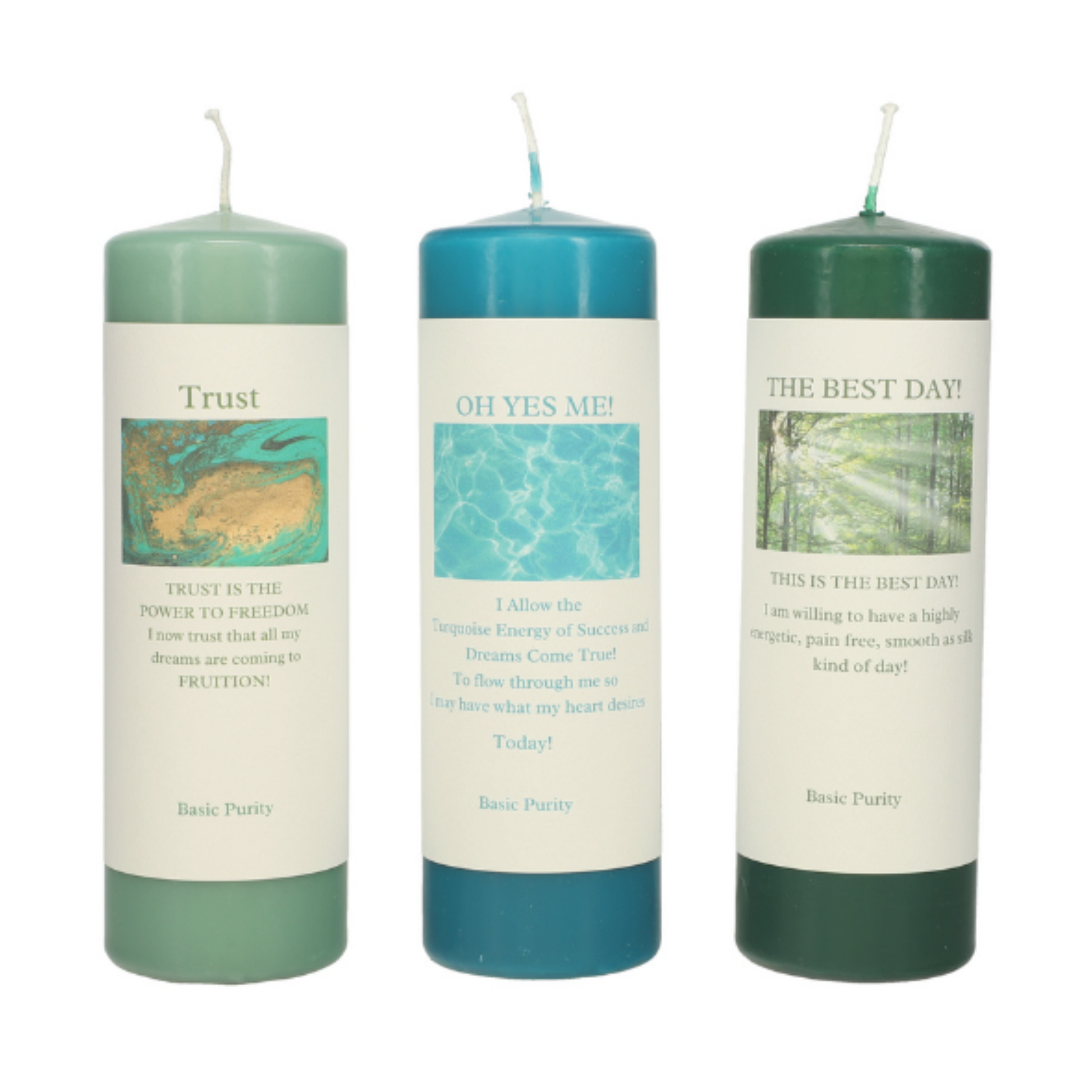 trust, success, and "the best day" meditation candle set